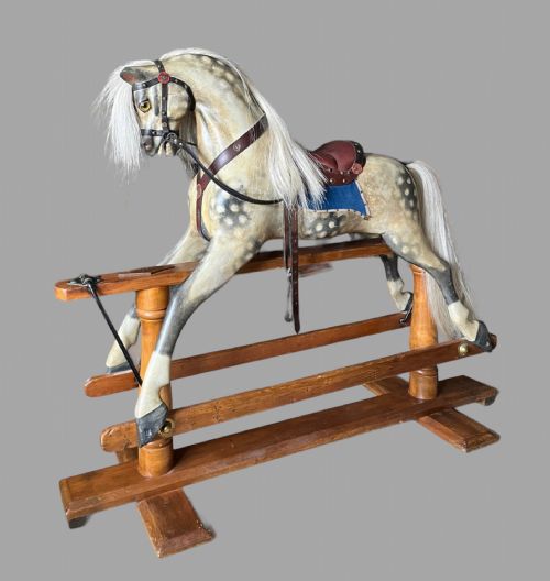 A Fabulous English Pillar Stand Rocking Horse C1880