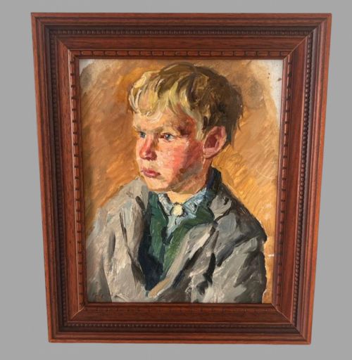 Yuri Gusev, Russian - The Village Boy - Oil