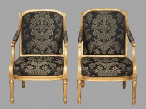 A Pair C1830's Gilt Armchairs
