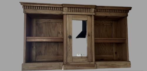 A Late 19thc Rustic Pine Breakfront Cupboard