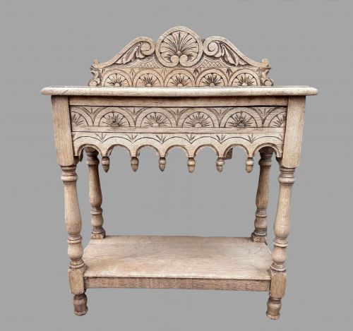 A 19thc Carved Bleached Oak Hall/side Table