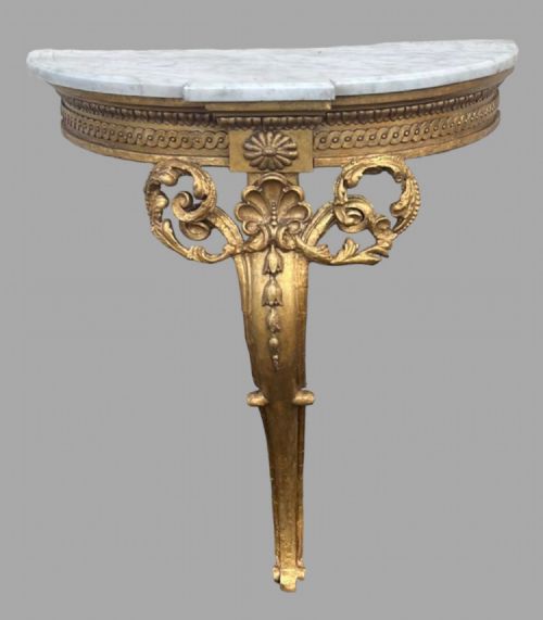 A Late 18thc Rococo Style Gilded Console Table