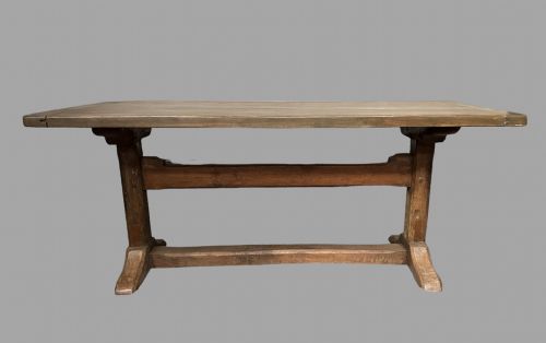 A 19thc Oak Trestle Dining/hall/kitchen Table