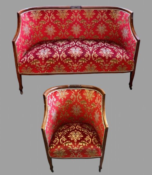 AN ATTRACTIVE EDWARDIAN SETTEE AND CHAIR - ADDITIONAL PHOTO 14