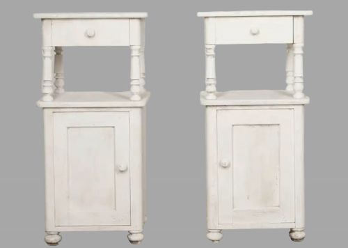 A Pair of French 19thc Painted Bedside Tables