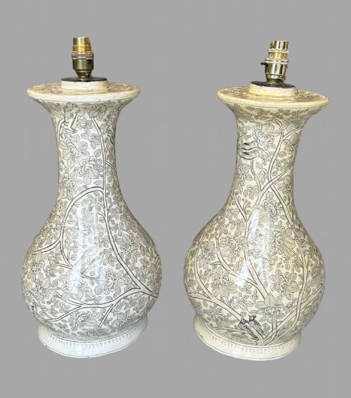 A Pair of Handmade Kasmiri Papier Mache Lamps