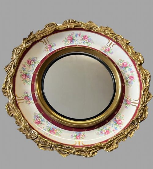 A Staffordshire Art Deco Gilt Framed Convex Wall Mirror
