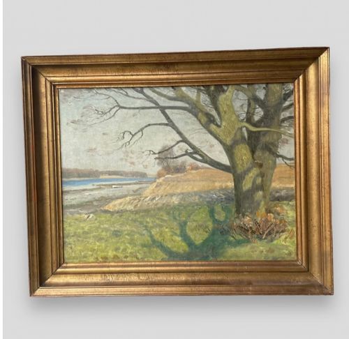 Arthur Nielsen, "River Landscape", Oil on Board, Undated