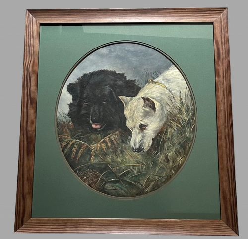 19thc Oil on Canvas 'Dogs with Hedgehog' Manner of George Armfield