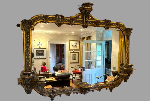 fig 1. A Highly Impressive French Walnut and Parcel Gilt Large Mirror
