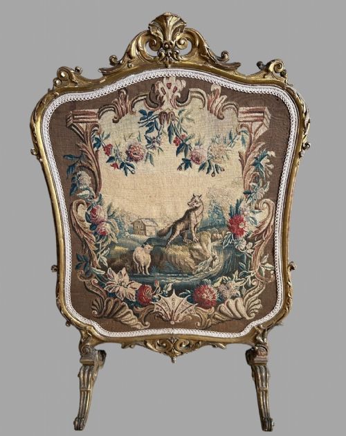 A Molded Carved and Gilded Wood Firescreen C1850