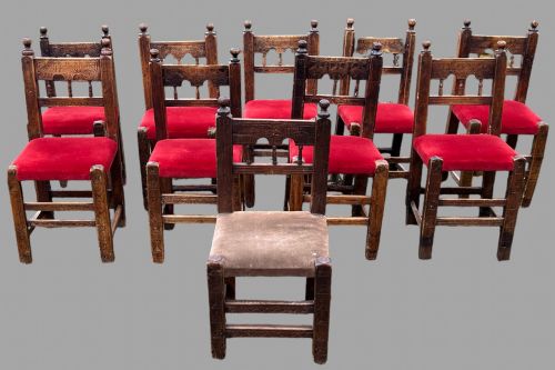 A Set of Eleven Spanish Side/dining Chairs