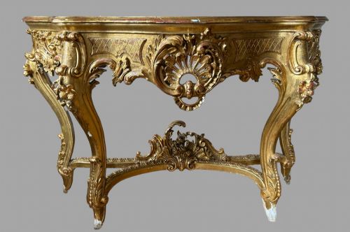 A Marble Topped Louis Xv Style Console Table