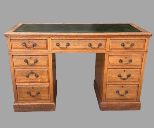 A Victorian Light Oak Double Pedestal Desk