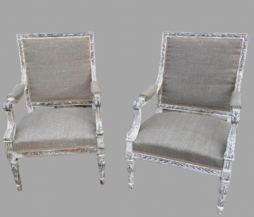 An Attractive Pair of C1895 Painted Armchairs