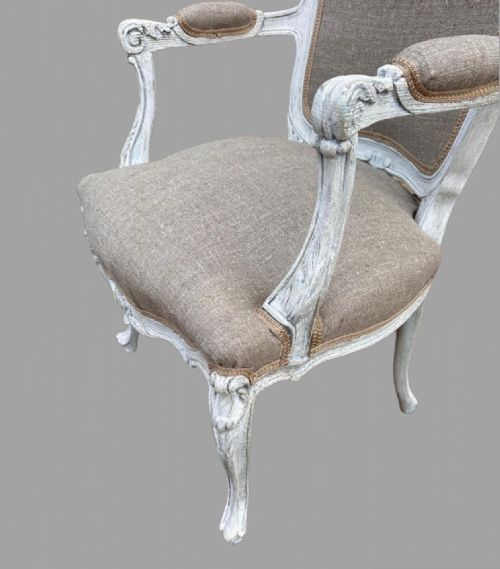 A GREAT PAIR OF C1895 LATER PAINTED FAUTEUIL ARMCHAIRS - ADDITIONAL PHOTO 4