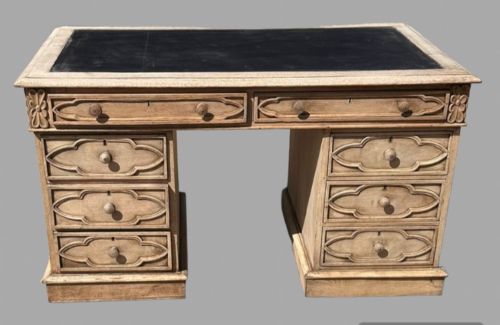 A Lovely Bleached Oak Pedestal Desk C1880