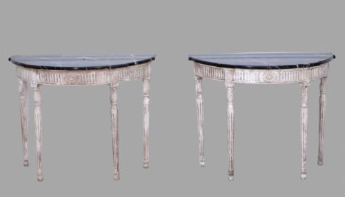 A Pair of Attractive 19thc Painted Console Tables