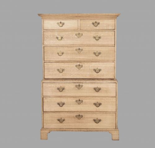 An 18thc Bleached Oak Chest on Chest