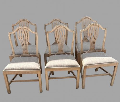 An Excellent Set of Six 19thc Bleached Mahogany Dining Chairs