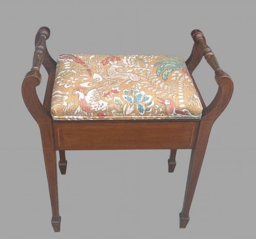 An Attractive Edwardian Inlaid Mahogany Piano Stool