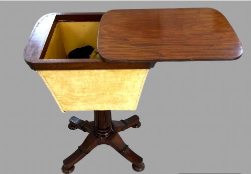 AN REGENCY C19TH ENGLISH MAHOGANY WORKSEWING STAND - ADDITIONAL PHOTO 3