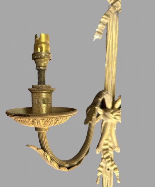 A PAIR OF LARGISH FRENCH TWO LIGHT GILDED WALL LIGHTS - ADDITIONAL PHOTO 2
