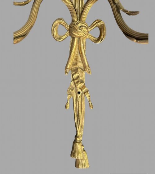 A PAIR OF LARGISH FRENCH TWO LIGHT GILDED WALL LIGHTS - ADDITIONAL PHOTO 3
