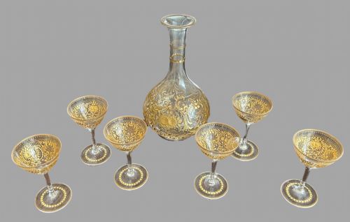 An Attractive Set of Six Cordial Glasses and Decanter