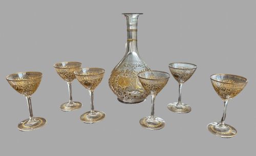 fig 1. An Attractive Set of Six Cordial Glasses and Decanter