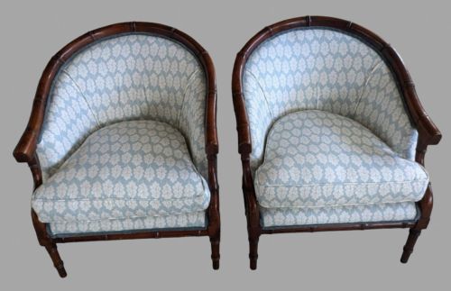 An Attractive Pair of Faux Bamboo Tub Chairs