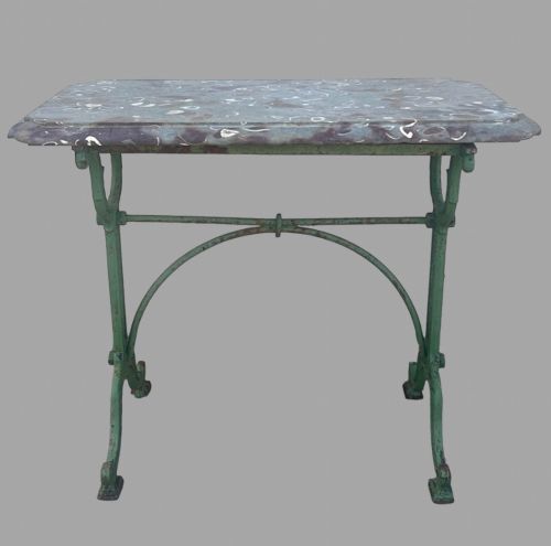 A Victorian Marble Topped Wrought Iron Based Table
