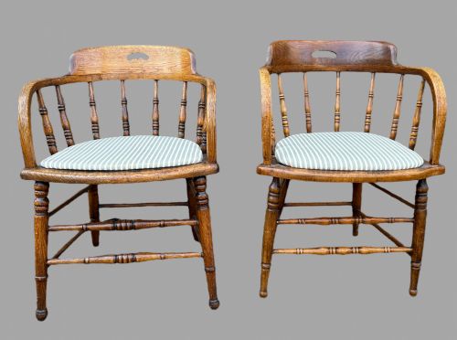 A Near Pair of Lovely Oak 19thc Chairs