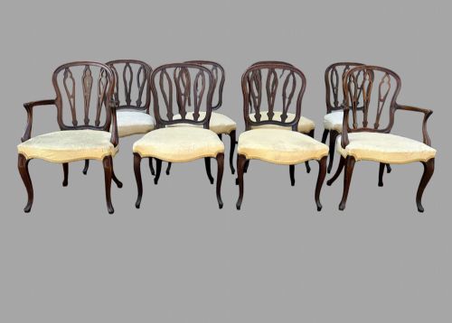 A Set of Eight Mahogany 19thc Dining Chairs in Hepplewhite Style