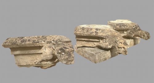 A Set of Three Early Gargoyle Limestone Figures