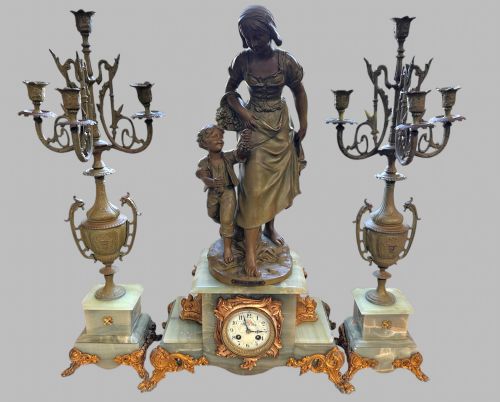 A 19THC LARGE FRENCH GARNITURE CLOCK BY S KINSBURGER