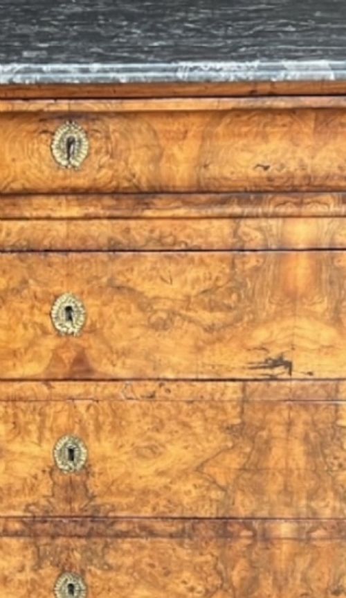A 19THC FRENCH LOUIS PHILLIPE ERA BURR WALNUT COMMODE - ADDITIONAL PHOTO 6