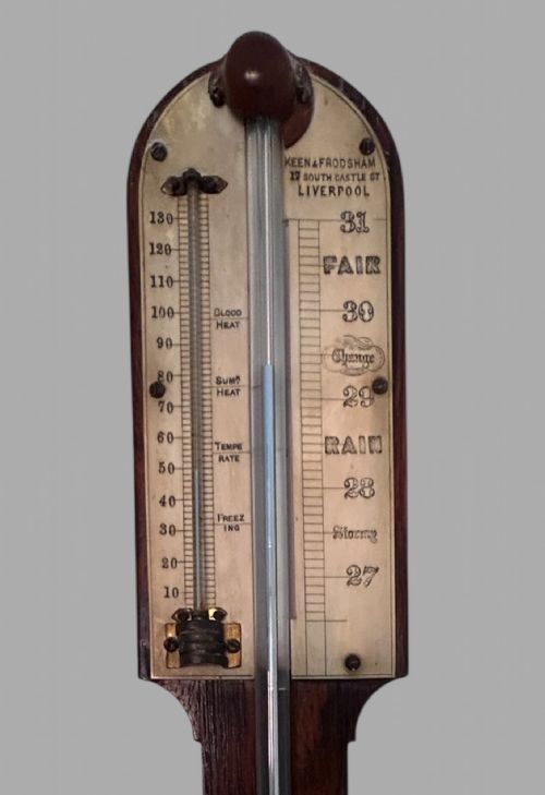 fig 1. A 19th Century Mahogany stick Barometer by Keen and Frodsham