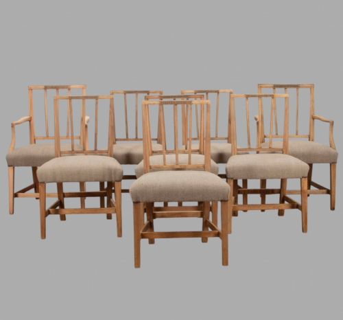 A Lovely Set of Eight Bleached Mahogany Dining Chairs