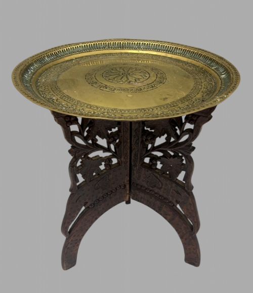 An Indian Brass Tray and Stand
