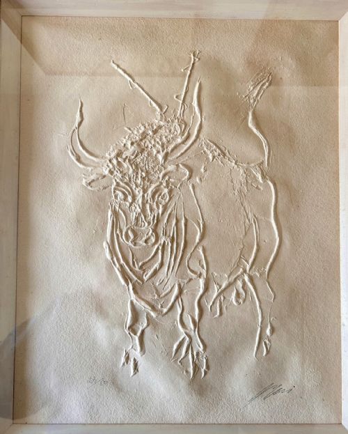 fig 1. Hans Erni - 'Stier' Bull Relief - Signed and Numbered 23/80
