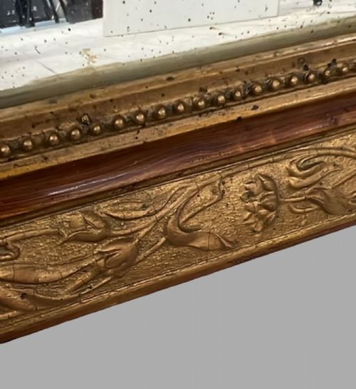 A CHARMING C19TH FRENCH WALNUT AND GILT MIRROR - ADDITIONAL PHOTO 2
