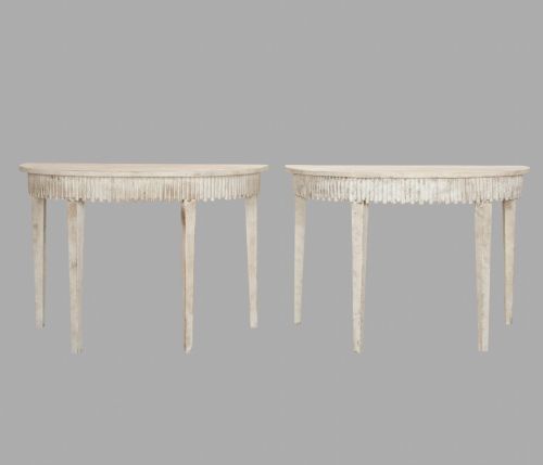 A Pair of Attractive D Shaped 19thc Console Tables