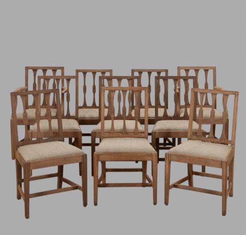 A Set of Ten Mahogany Bleached Dining Chairs
