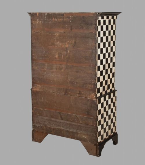 A HIGHLY DECORATIVE 19TH CENTURY PAINTED CHEQUERED CHEST ON CHEST - ADDITIONAL PHOTO 3
