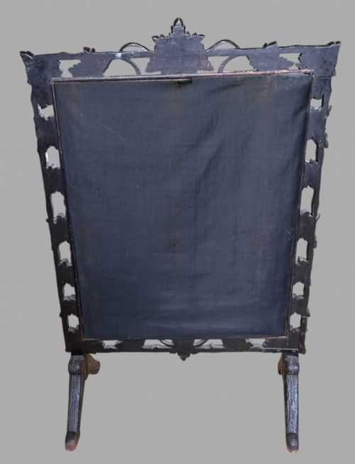 A GOOD SIZED SILK EMBROIDED FIRE SCREEN - ADDITIONAL PHOTO 3