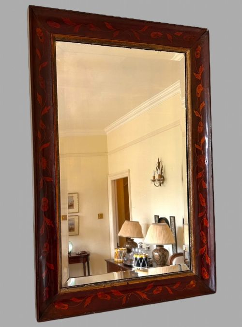 A GEORGE 111 INLAID WALNUT MIRROR - ADDITIONAL PHOTO 1