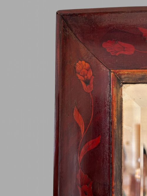 A GEORGE 111 INLAID WALNUT MIRROR - ADDITIONAL PHOTO 2