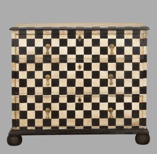 A Decorative C1920 Painted Chequered Chest of Drawers