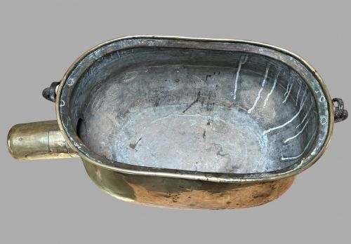 A LARGE FRENCH DAUBIERE BRASS 19THC COOKING POT - ADDITIONAL PHOTO 5